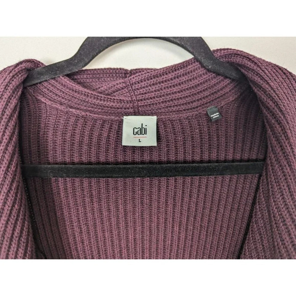 Cabi sz L 3350 Regal Cardigan Mulberry Wine Gold Tone Buttons Long Line Duster - Picture 12 of 13